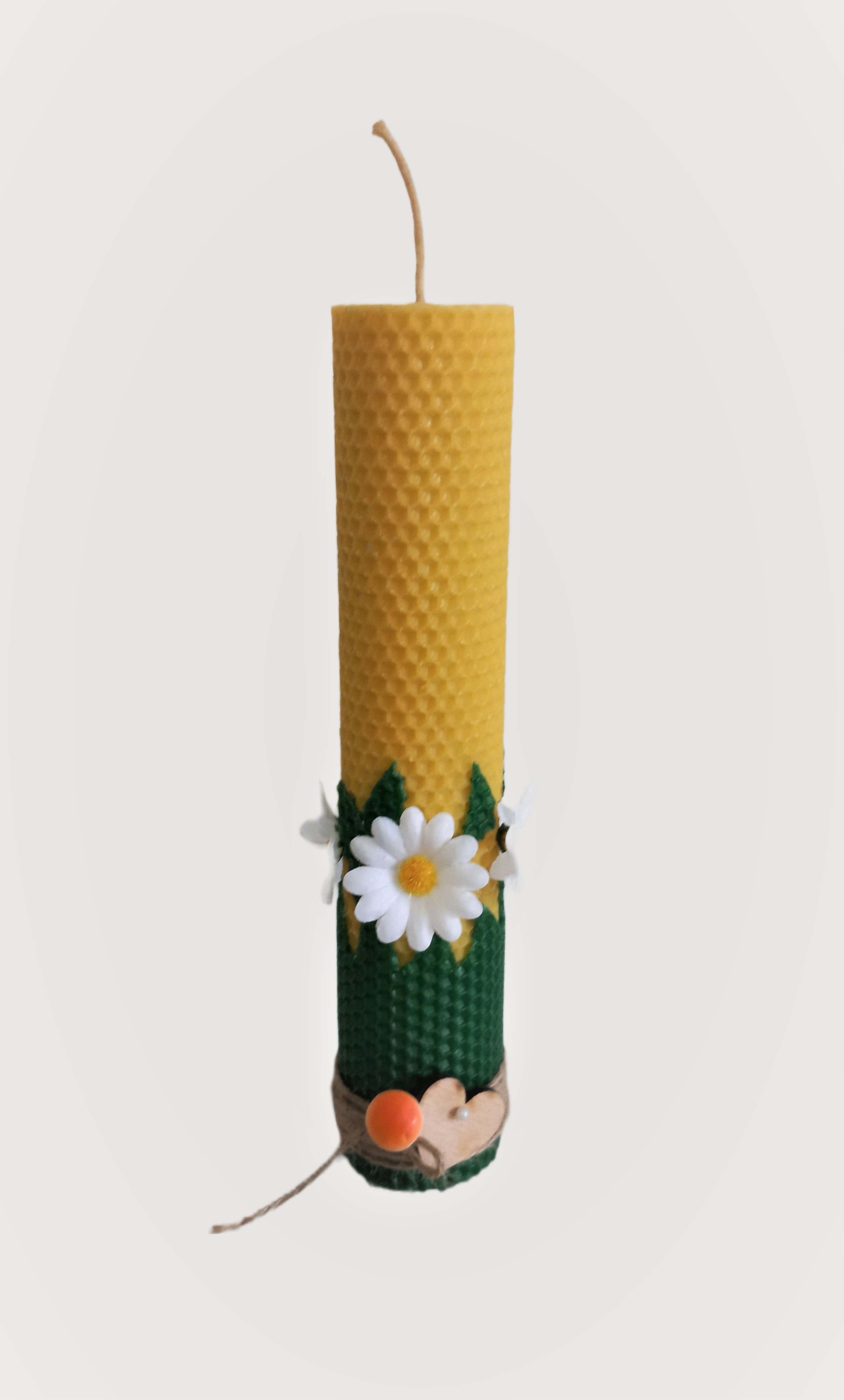 lumanare scurta iarba verde margarete 26x5